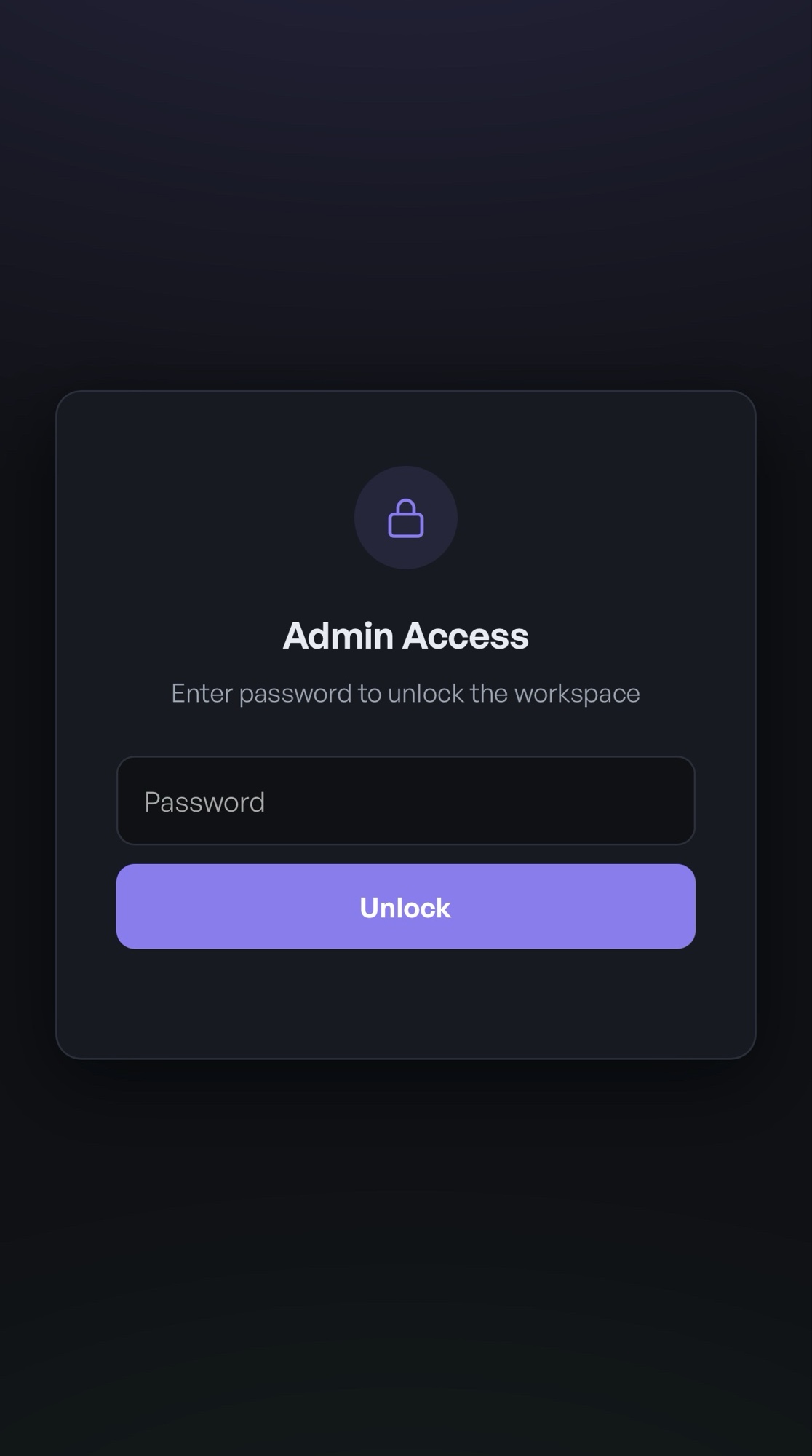 Drop Copy admin access screen with password field and Unlock button on dark background.
